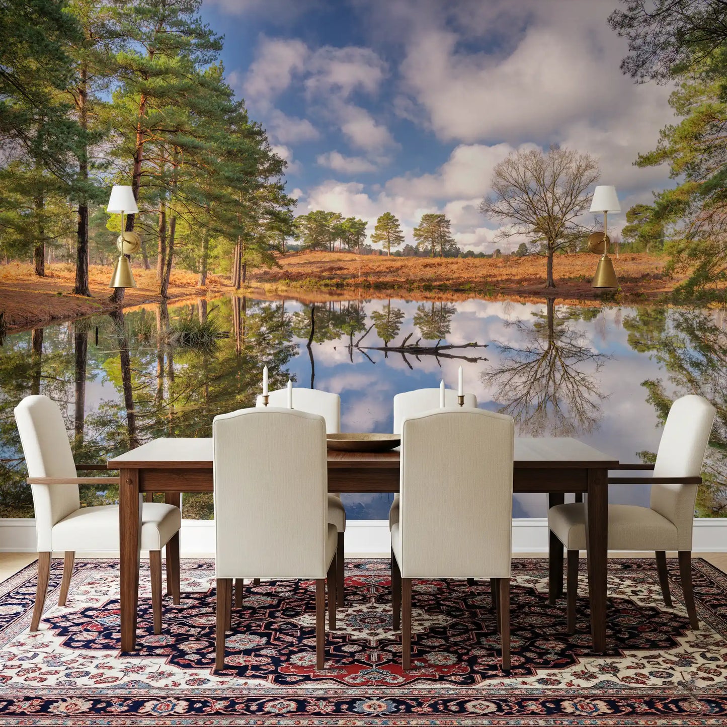Serene Woodland Reflection Wall Mural