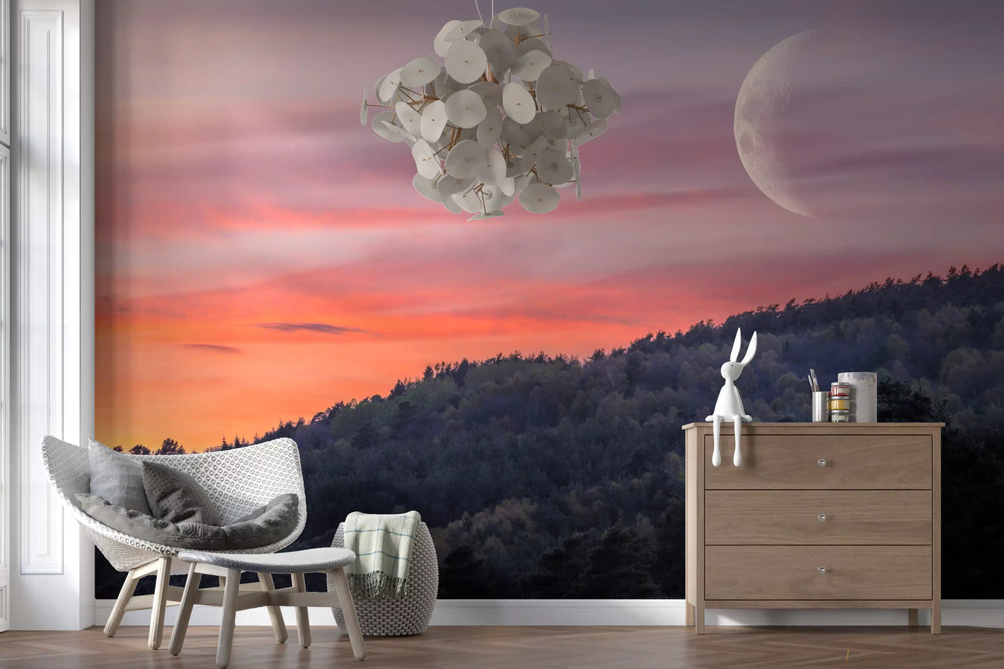 Twilight Forest & Crescent Moon Wall Mural