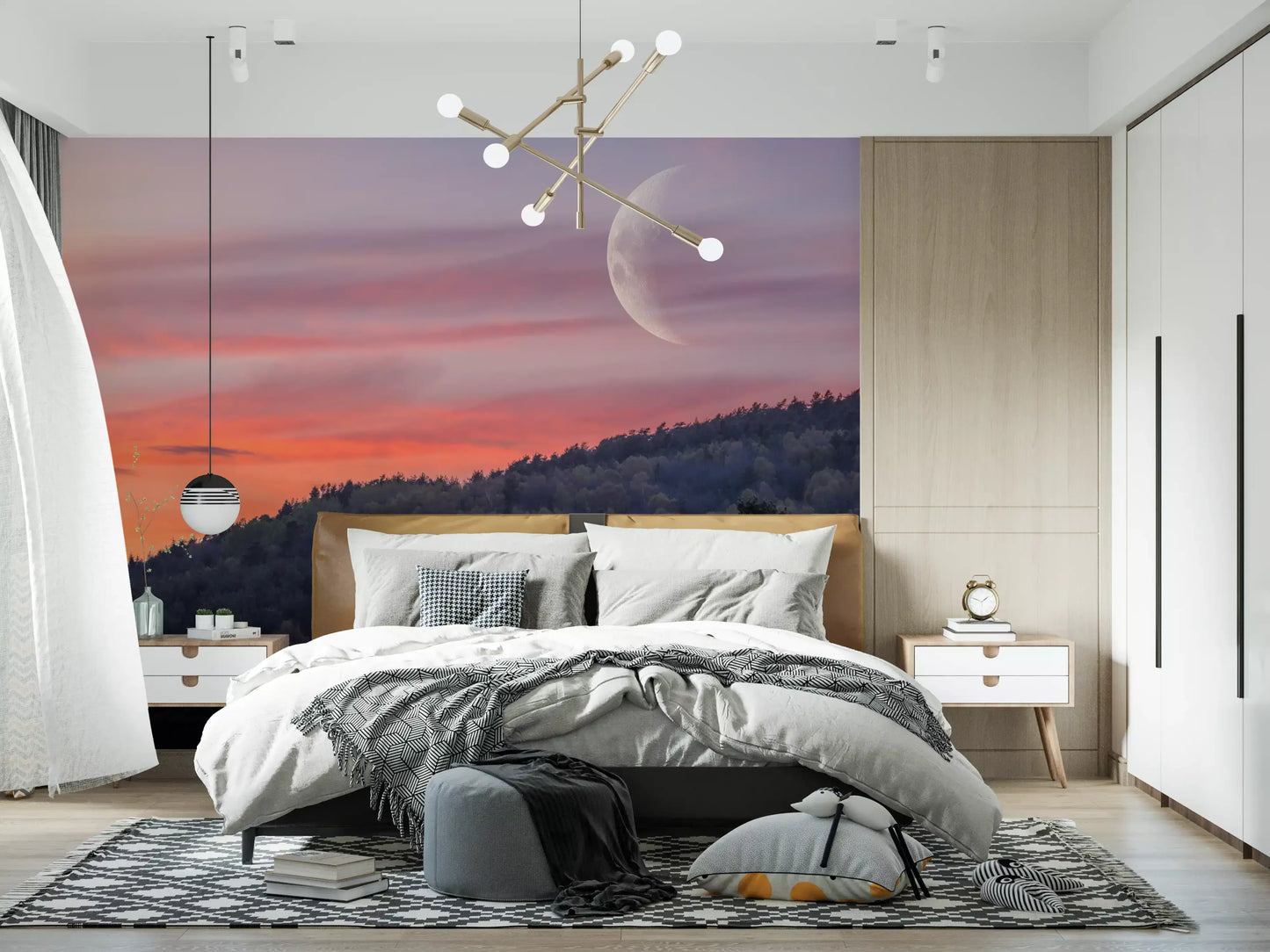 Twilight Forest & Crescent Moon Wall Mural