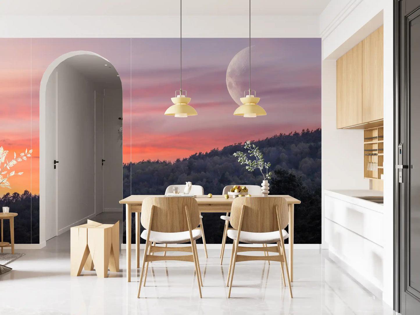 Twilight Forest & Crescent Moon Wall Mural