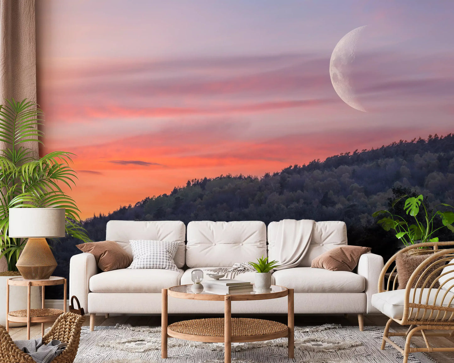 Twilight Forest & Crescent Moon Wall Mural
