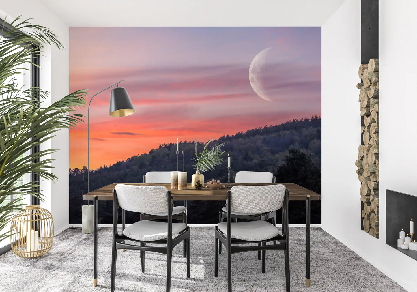 Twilight Forest & Crescent Moon Wall Mural