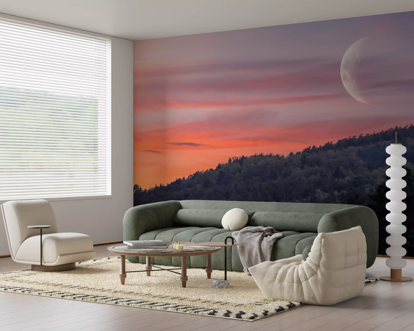Twilight Forest & Crescent Moon Wall Mural