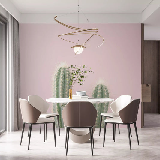 Desert spire wall mural with blush canyon and rock formations