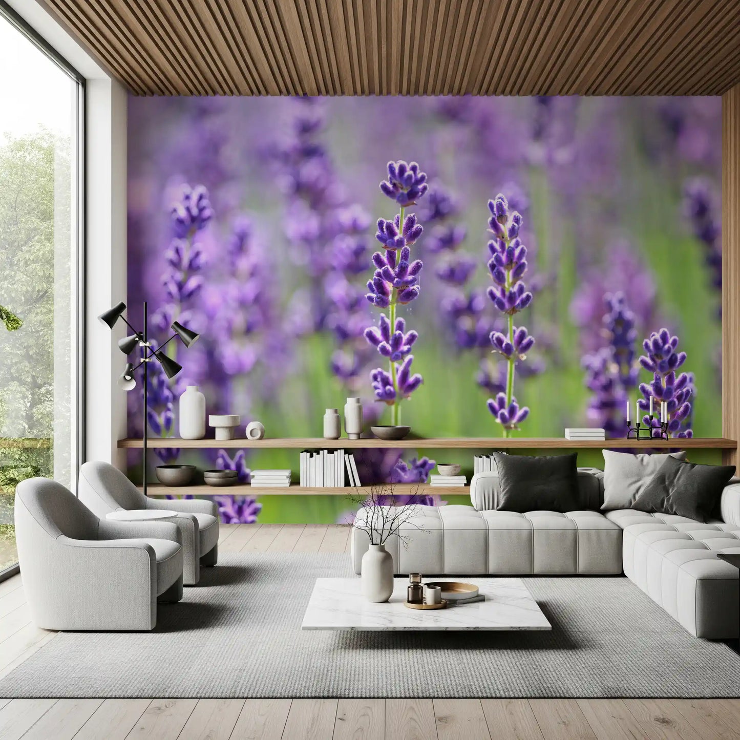 Serene Lavender Blooms Wall Mural