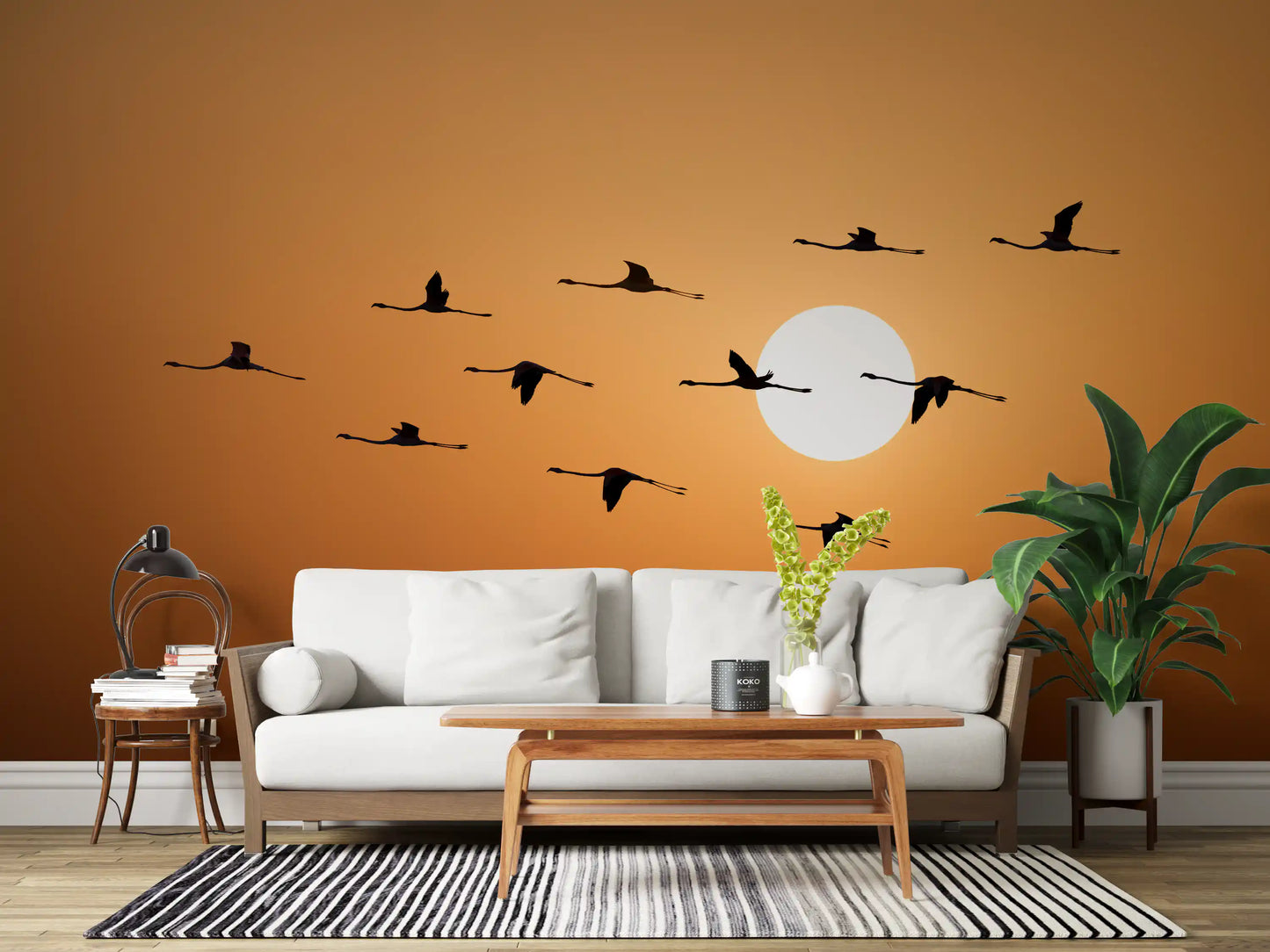Golden Horizon Flock Wall Mural