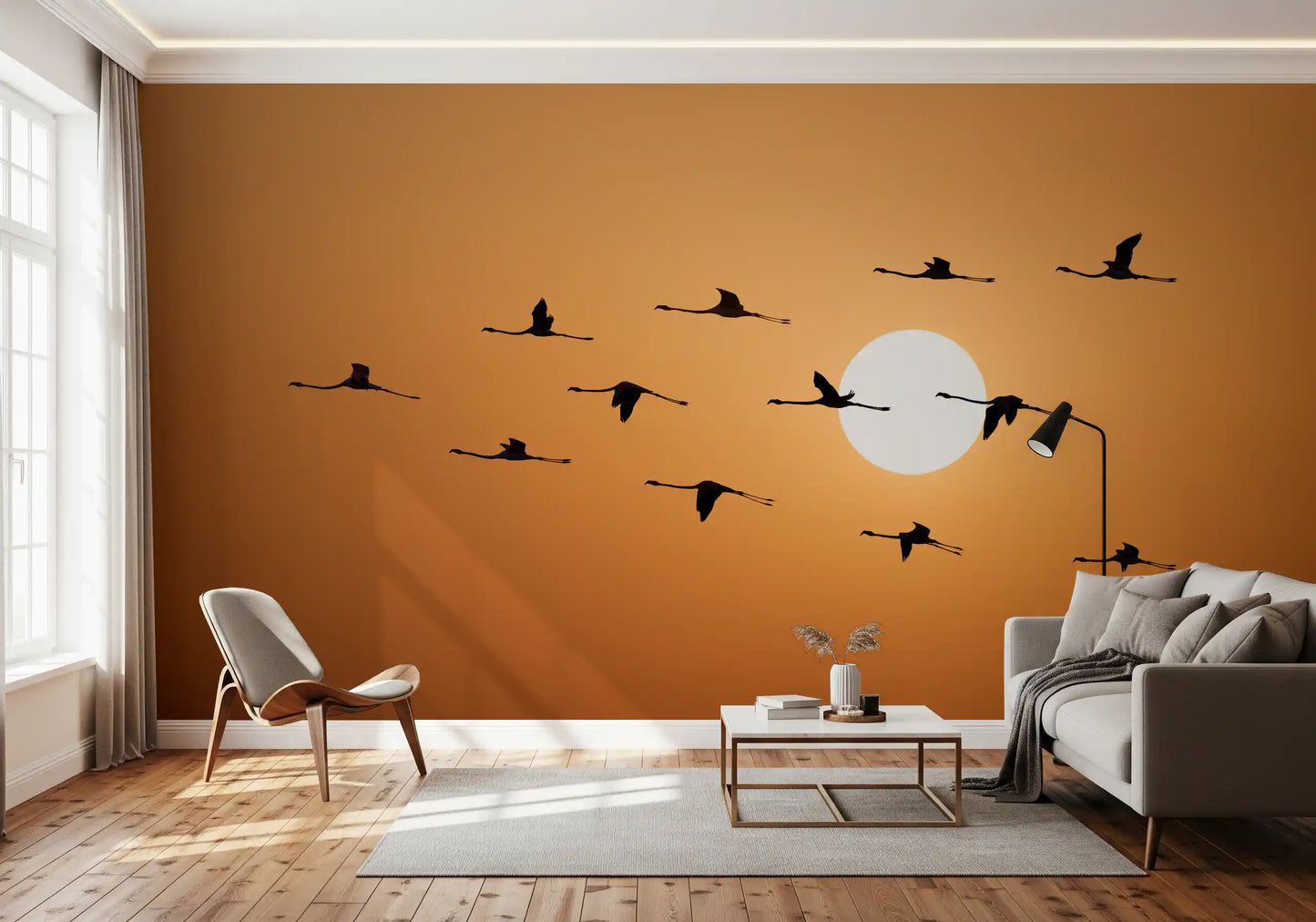 Golden Horizon Flock Wall Mural