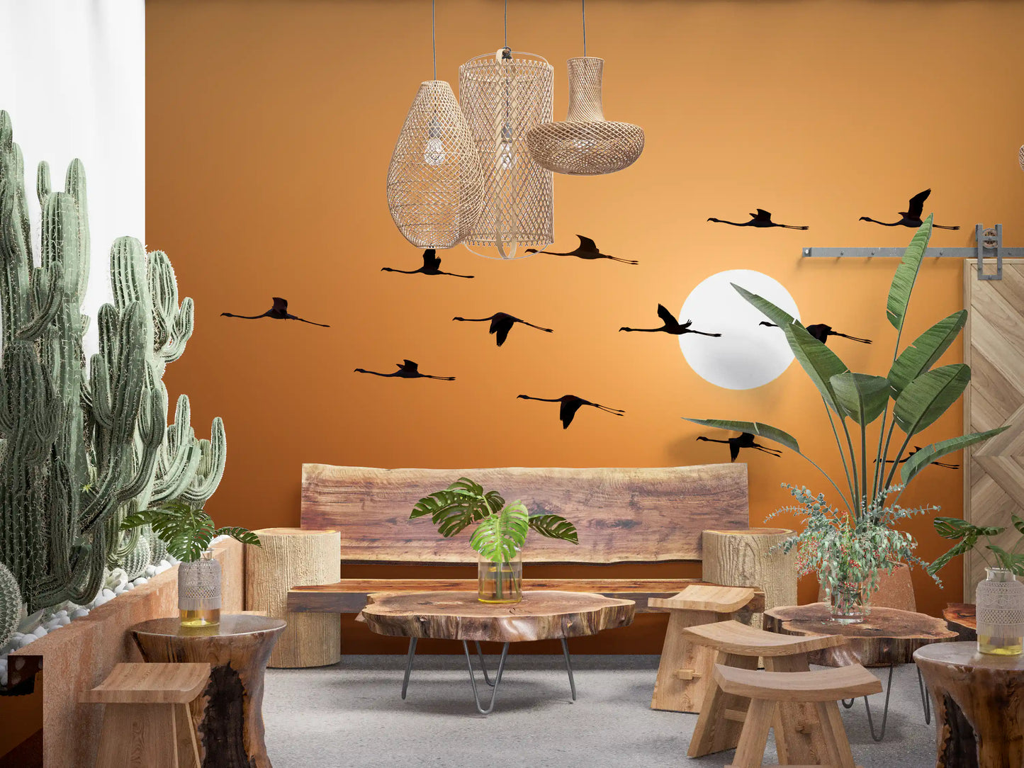 Golden Horizon Flock Wall Mural