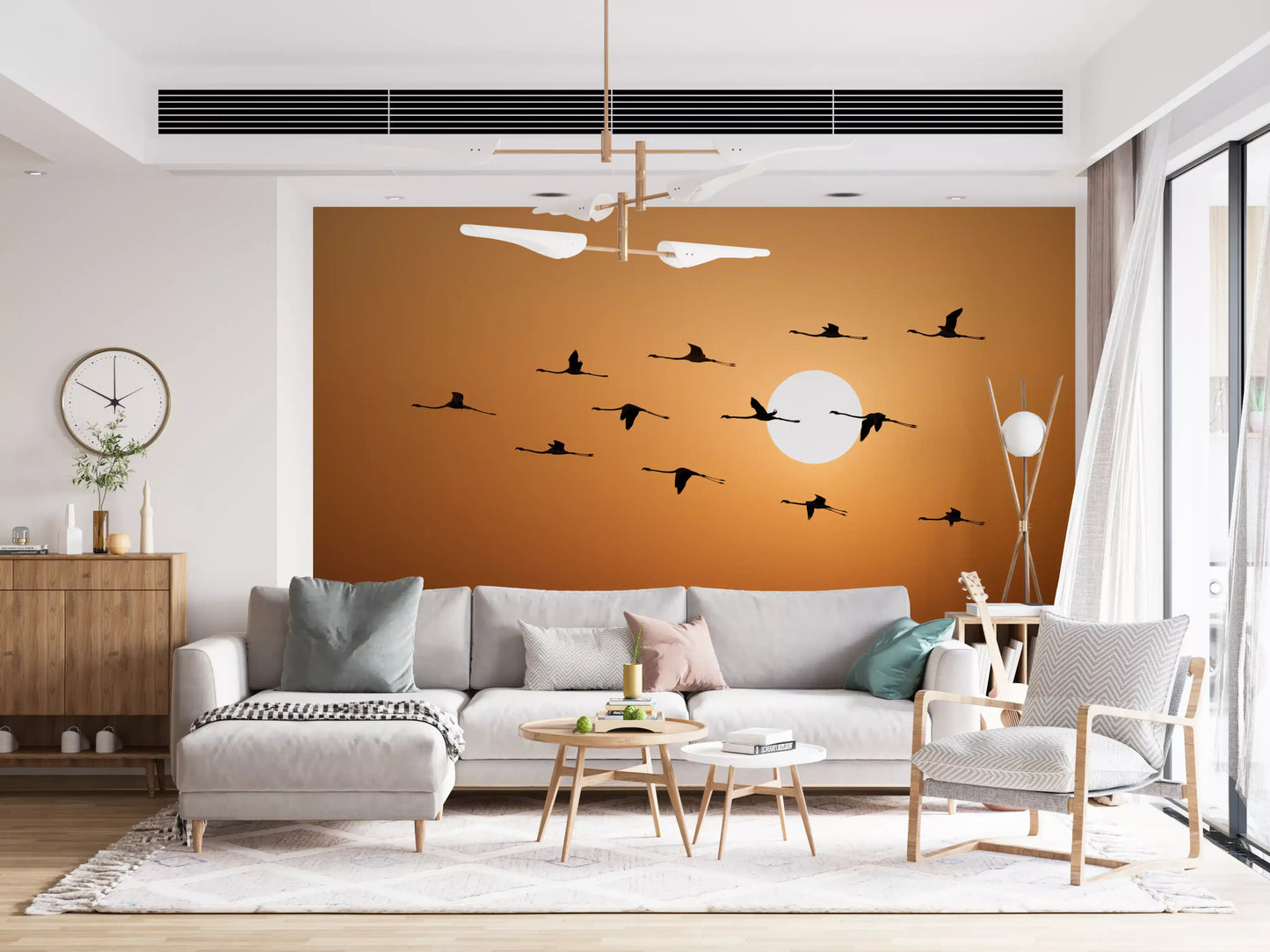 Golden Horizon Flock Wall Mural