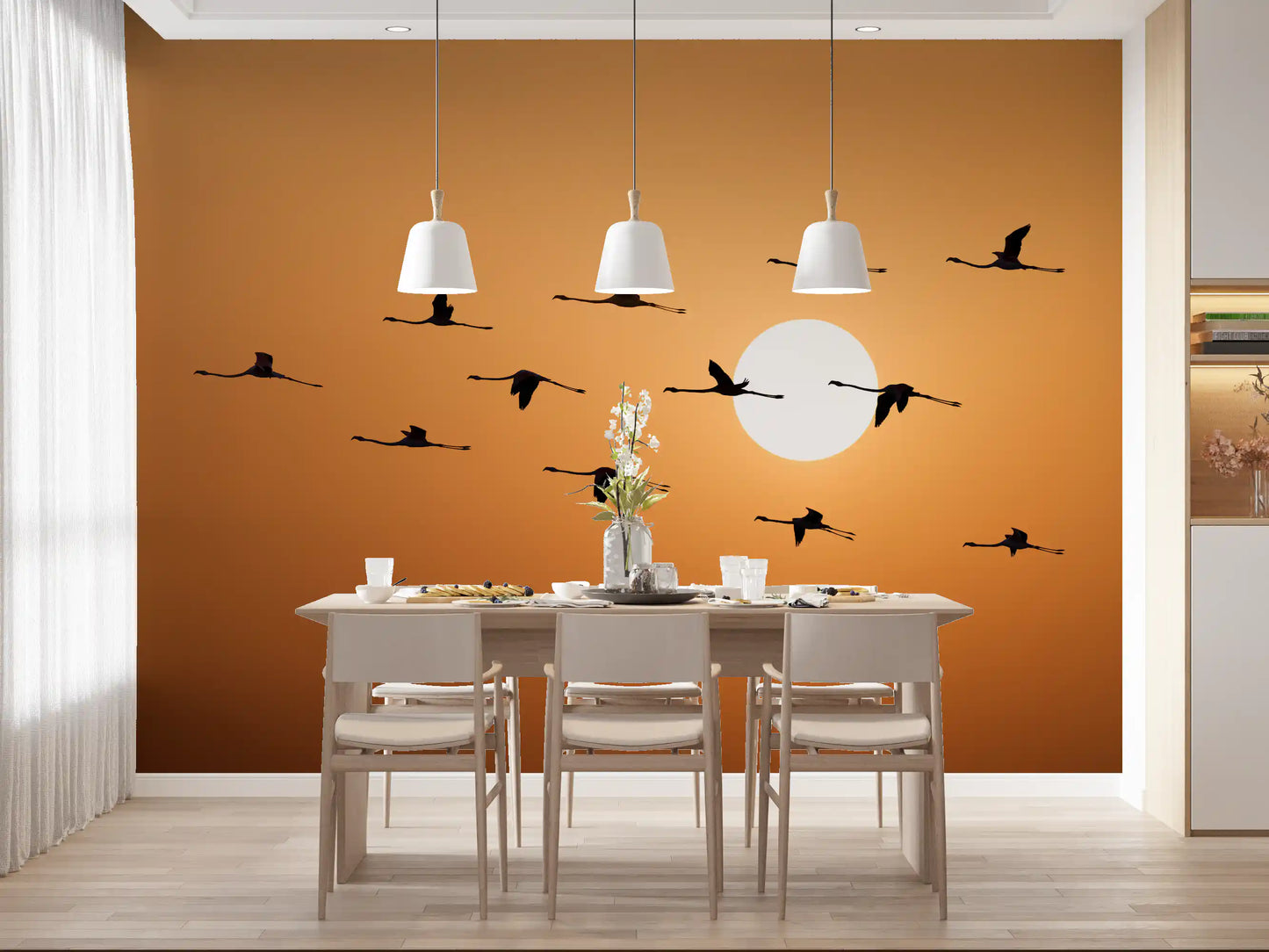 Golden Horizon Flock Wall Mural