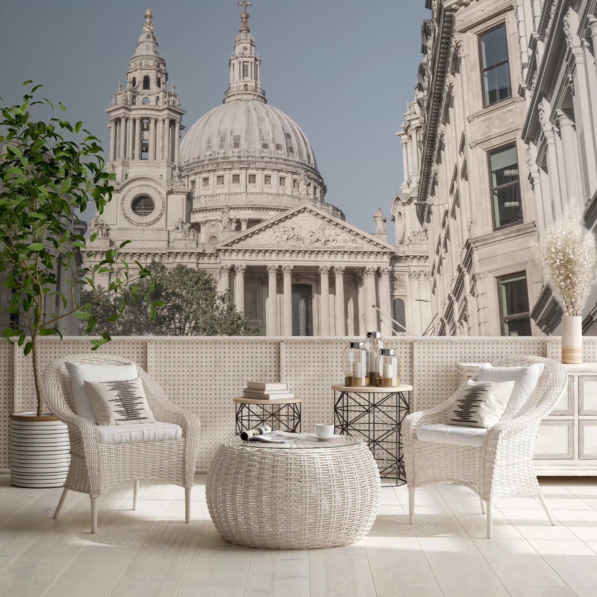 Architectural wall mural featuring London's famous domed landmark
