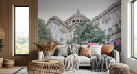 Rose filled wall mural featuring St Pauls and garden pathways