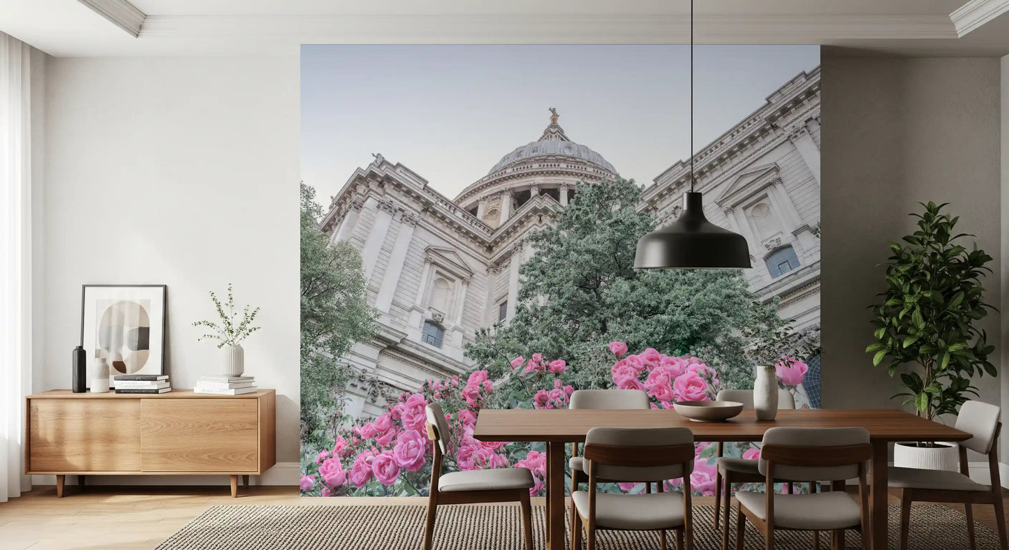 St Pauls garden vista wall mural with colourful blooming roses