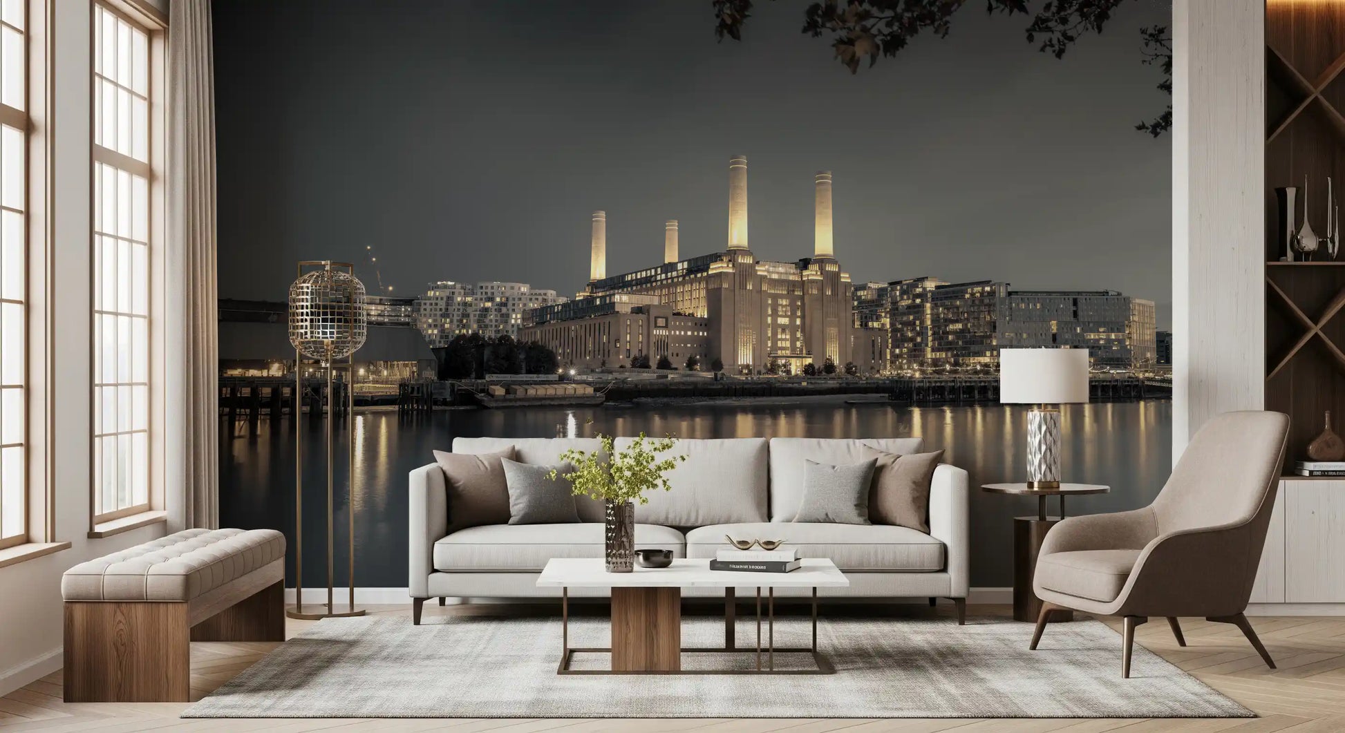 Urban architecture wall mural showing Londons iconic landmark