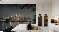London skyline wall mural with illuminated historic structure