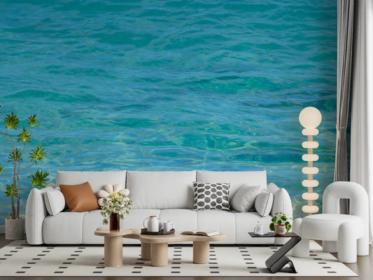 Aqua Serenity wall mural with calming blue water textures