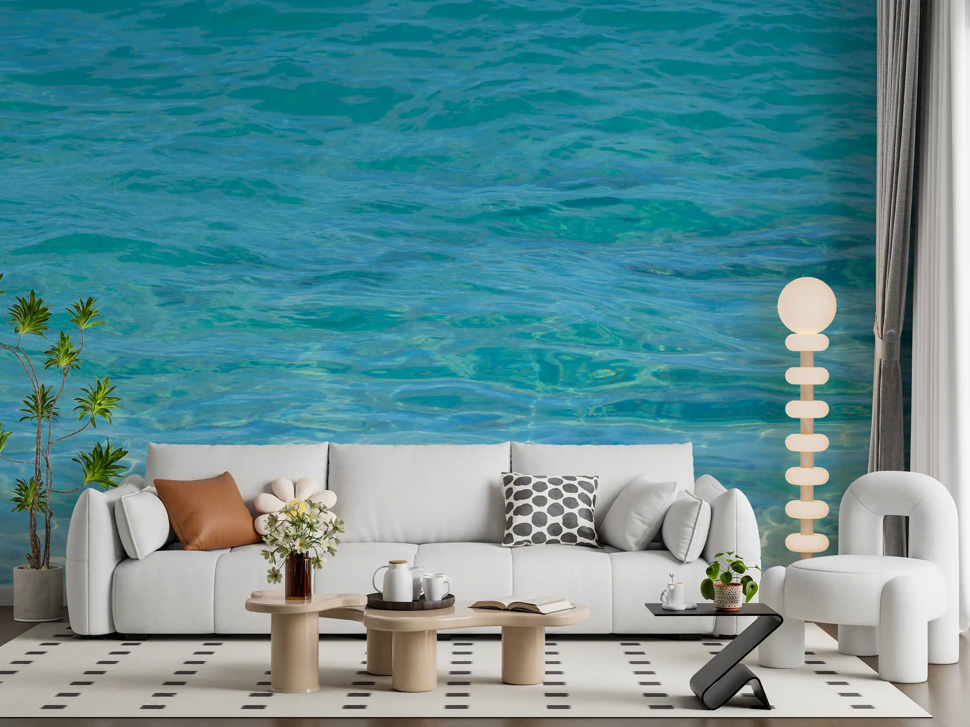 Aqua Serenity wall mural with calming blue water textures