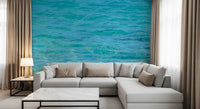 Water texture wall mural with soothing blue and white tones