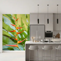 Tropical botanical wall mural with vivid floral colour palette