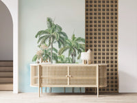 Seaside wall mural featuring tranquil palms and open skies