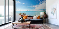 Tropical beach wall mural with clear water and sandy coast