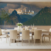 Caribbean Pitons wall mural with tropical sea and mountain view