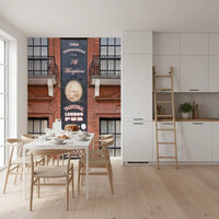 Historic pub exterior wall mural with detailed storefront view