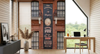 London streetscape wall mural with classic pub building facade