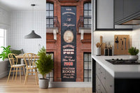 Historic London wall mural with charming pub exterior details