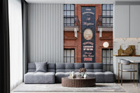 Architectural wall mural showing traditional Marylebone pub scene