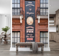 Urban architecture wall mural with classic British pub facade