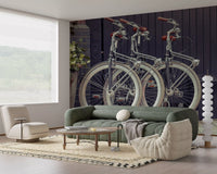 Classic cycle wall mural with industrial urban design elements