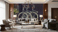 Urban cycles wall mural featuring retro bicycles and textures