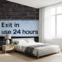 Industrial brick wall mural with distressed urban character
