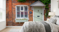 English garden wall mural with charming cottage architecture
