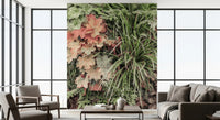 Garden layers wall mural with sage and beige leaf details