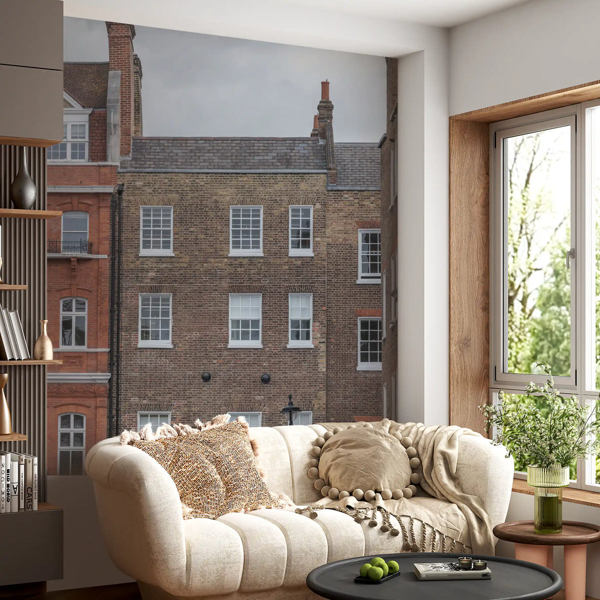 London townhouse wall mural with classic Welbeck Street facades
