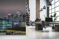 Contemporary urban wall mural with subtle skyline depth
