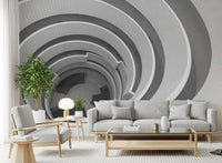 Modern shape wall mural featuring layered geometric depth