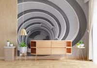 Infinite geometry wall mural with minimalist design structure