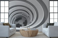 Modern geometric wall mural featuring clean linear patterns