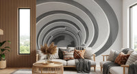 Abstract linear wall mural with intricate geometric detailing