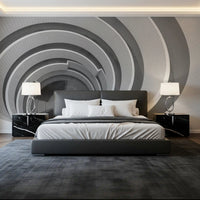 Geometric wall mural featuring layered lines and symmetry