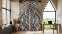 Historic window wall mural showcasing classic Gothic details