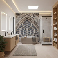 Stone arch wall mural with decorative Gothic architectural style