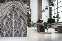 Gothic architecture wall mural with elegant window tracery