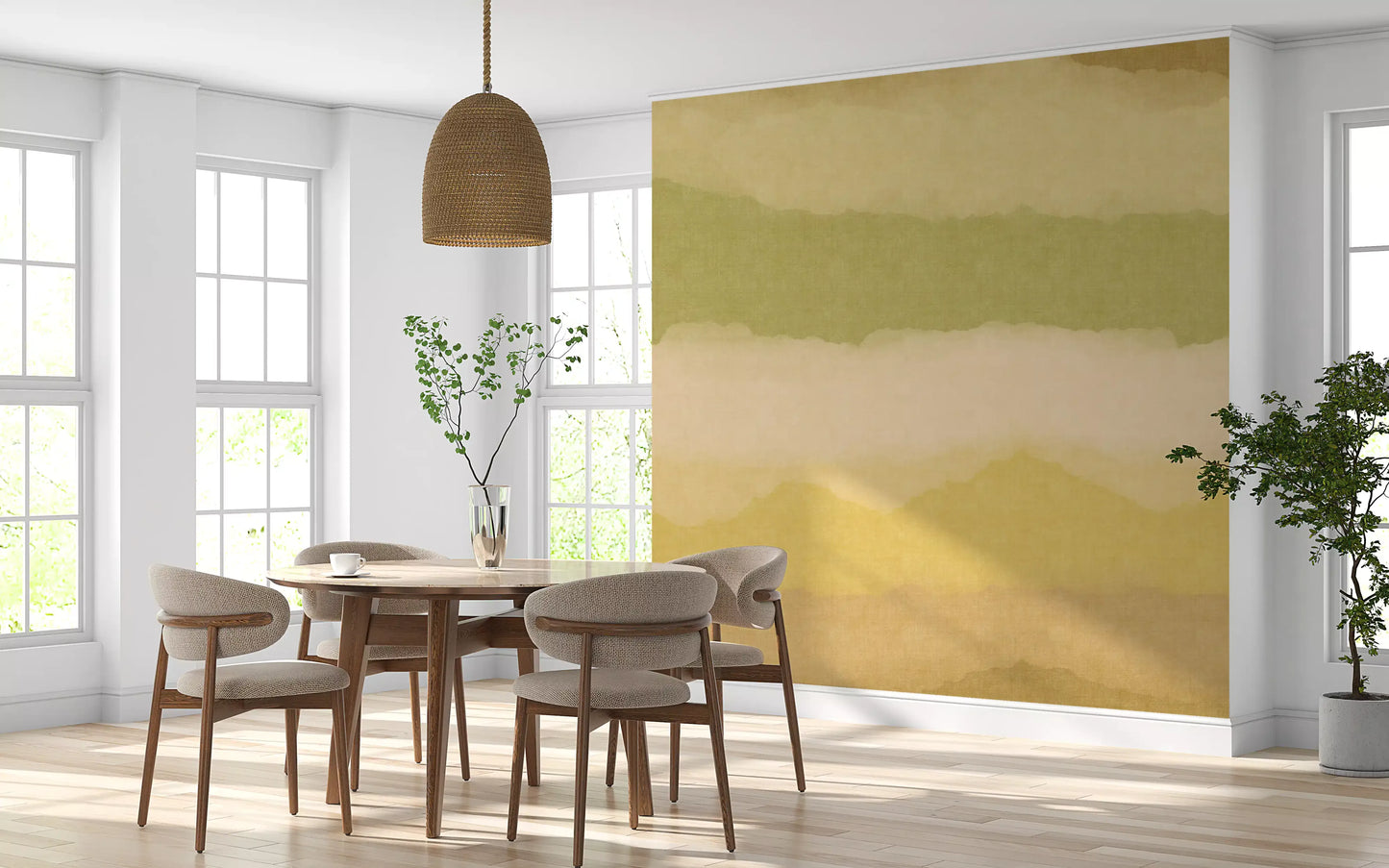Relax Greenery Painted Horizon Mural Wall Mural