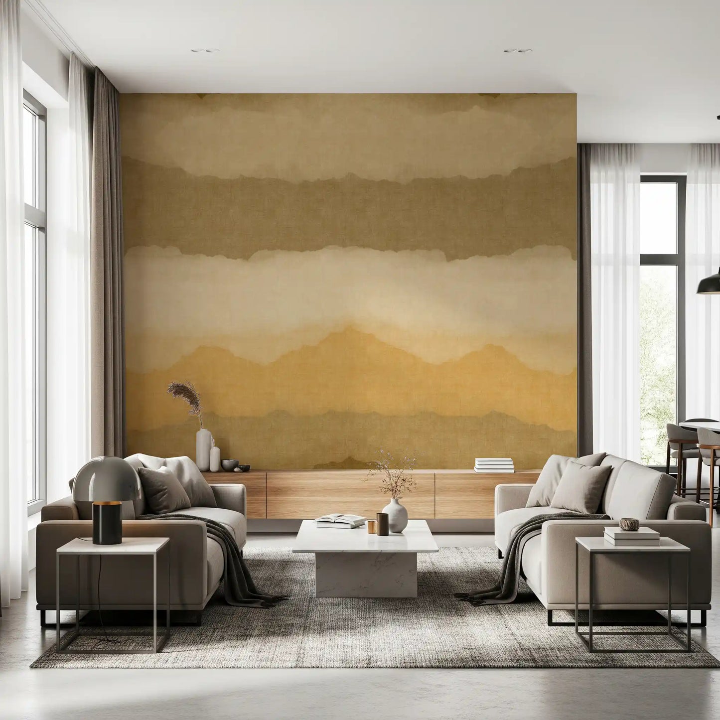 Relax Ocher Painted Horizon Mural Wall Mural