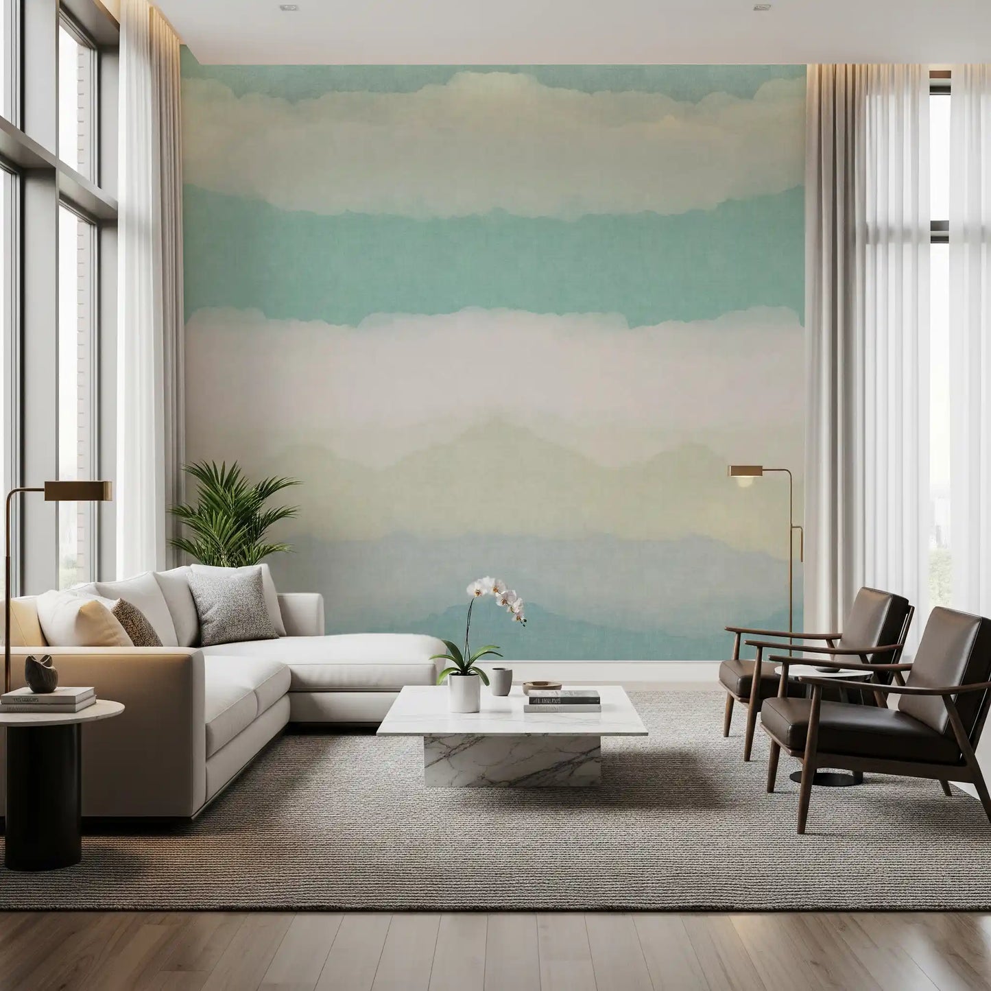 Relax Watery Painted Horizon Mural Wall Mural