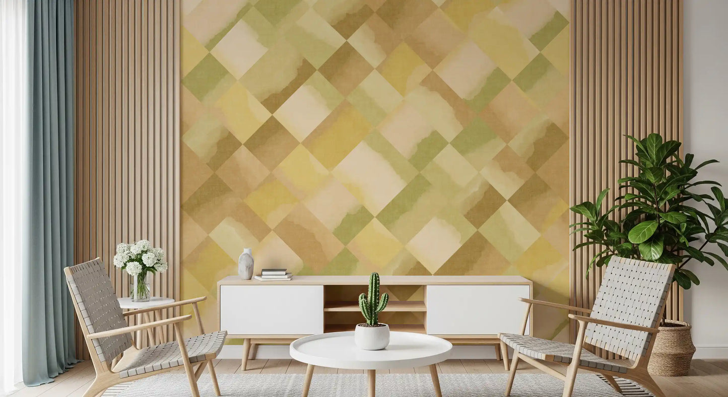 Relax Greenery Painted Checker Mural Wall Mural